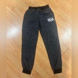 radix dance convention black and gray sweatpants with white “Radix” logo